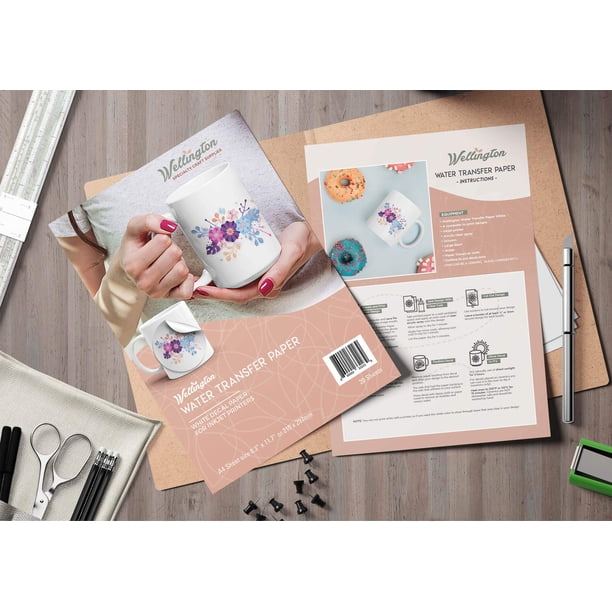 Wellington Carta Adesiva Per Decalcomanie A4 Bianca &ndash; 20 Fogli, Per Laser, Per Ceramica, Vetro, Metallo E Plastica
