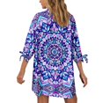 thumbnail image 4 of SCRAWLGOD Boho Women's Seven Quarter Sleeve Cardigan Shirt Mandala Flower Women Cardigan Shirt 3/4 Sleeve Size S Aesthetic Shirts Tops for Women Going Out Tops, 4 of 7