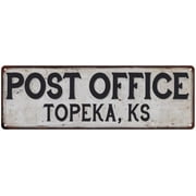 Topeka, Ks Post Office Metal Sign Vintage 6x18 106180011205