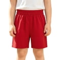 thumbnail image 3 of VBTAPA Boys Girls Cotton Athletic Shorts, Toddler Athletic Basketball Short Pants, Solid Summer Soccer Shorts, Kids School Sports Jogger Shorts Red 12-13 Years, 3 of 7