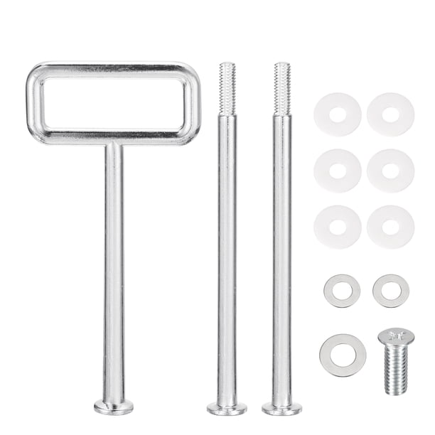 Uxcell 1 Set Soporte para Cupcakes de 3 Niveles con Mangos, Mango de Plato de Pastel de Aleación de Zinc con Tornillos, Cuadrado Plateado