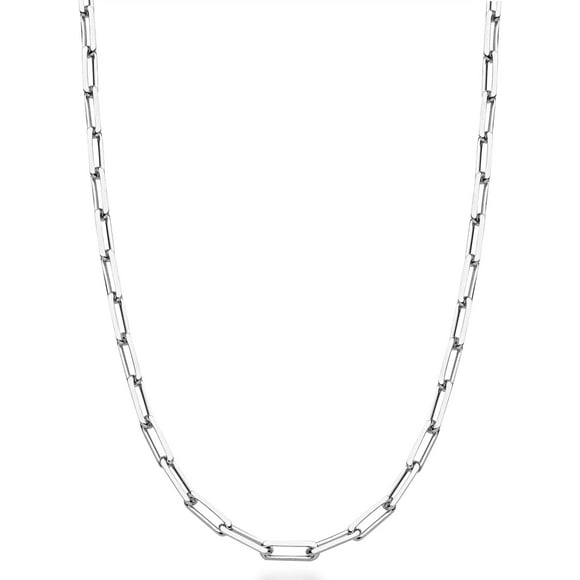 GFDYREE Solid 925 Sterling Silver Italian Diamond Cut Paperclip Link Chain Necklace for Women Men, 16, 18, 20, 22, 24, 26, 30 Inch Made in Italy