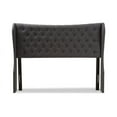 thumbnail image 3 of Baxton Studio Cadence Modern and Contemporary Dark Grey Fabric Button-Tufted Queen Size Winged Headboard, 3 of 6
