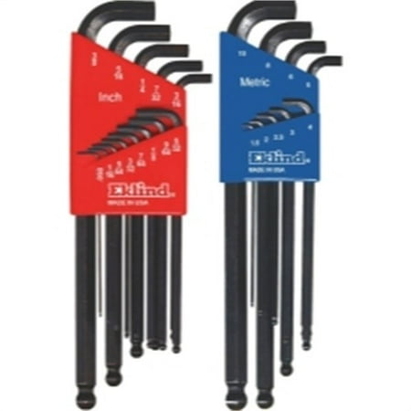 

BALL-HEX-L KEY SET - STUBBY13 PC INCH & 9 PC MM