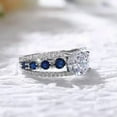 thumbnail image 3 of K-KED 925 Sterling Silver Blue Crystal Zircon Rings Womens Engagement Ring 6-10-6, 3 of 9