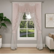 Ultra Glam Beaded Sparkly Sheer Window in a Bag Curtain Set - Rose