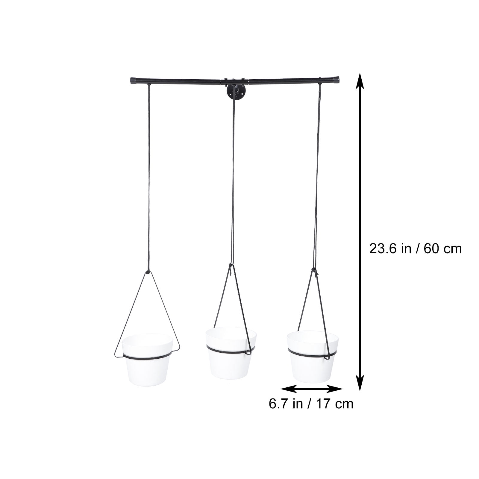 FRCOLOR Indoors Hanging Flower Pot Ceiling Hanging Planter 60x17cm Black