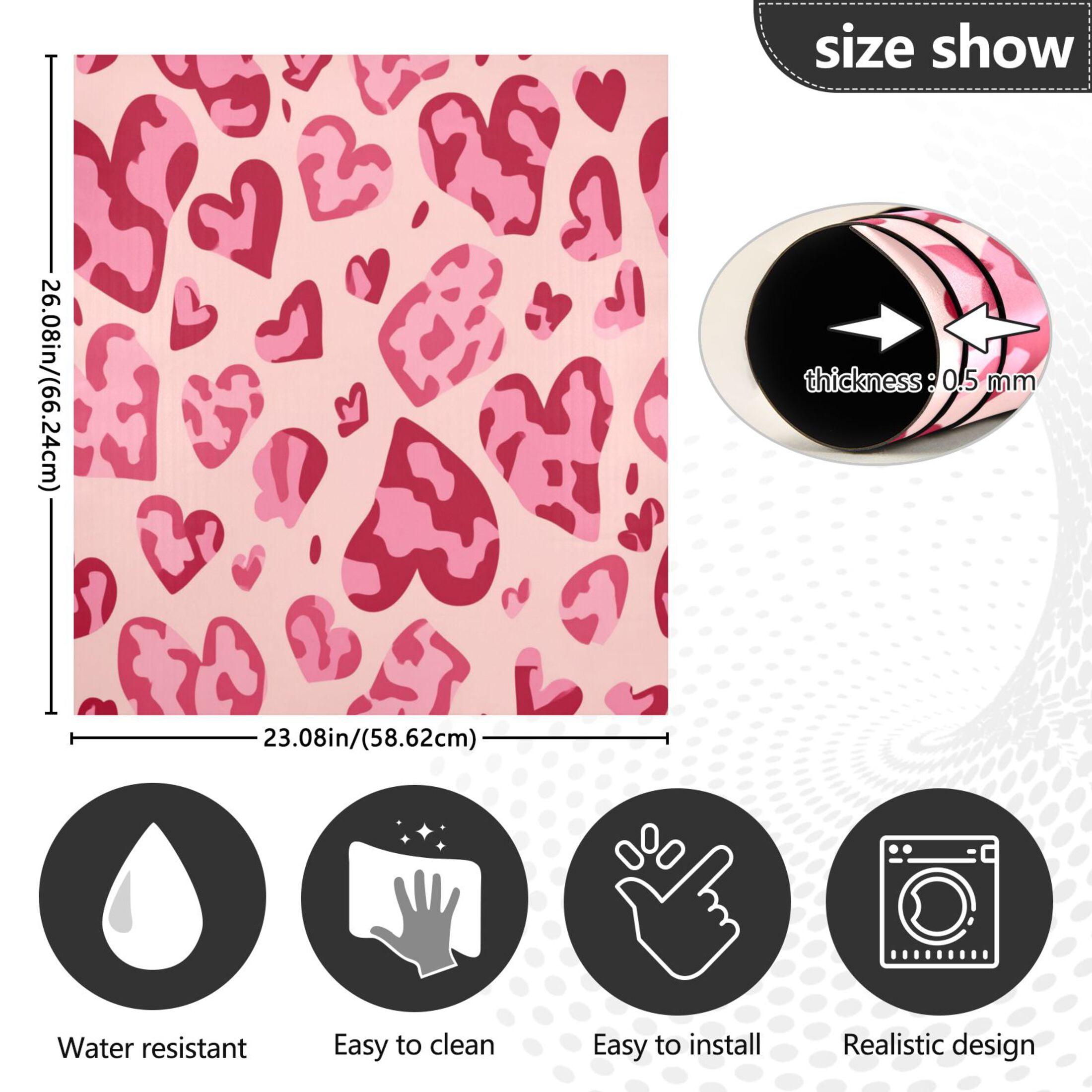 IAUYY Magnetic decorative sticker - 23x26 Inch PVC Refrigerator Decorative Cover, Removable DIY Art for Kitchen Appliances Heart Pattern