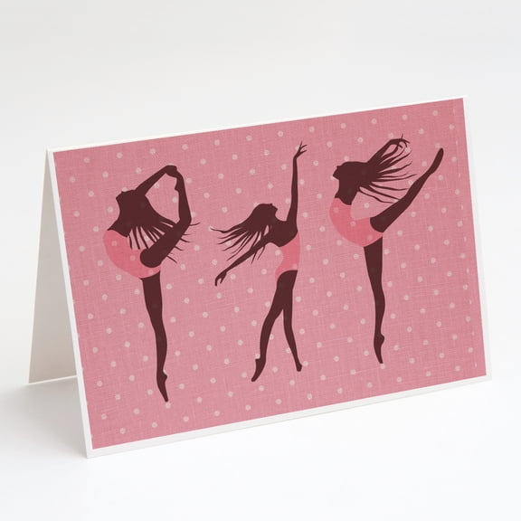 Dancers Linen Pink Polkadots Greeting Cards and Envelopes Pack of 8