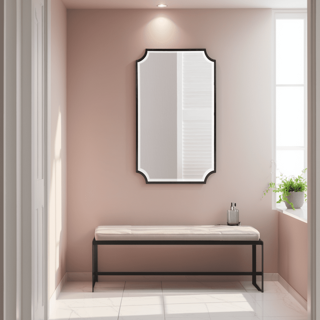 Tyler Dillon Black Rectangular Wall Mirror with Scooped Stainless Steel Frame - 24"W x 36"H