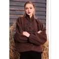 thumbnail image 5 of Womens Fuzzy Fleece Jacket Button Down Coats Casual Winter Warm Outwear with Pockets Dark Roast Coffee S, 5 of 8