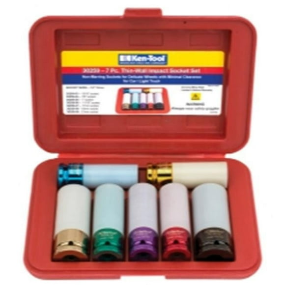 Ken-tool KEN30259 0.5 in. Drive 6 Point Thin Wall Impact Socket Set - 7 Piece