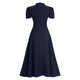 thumbnail image 5 of Vestido largo de manga corta para mujer: vestido de invitada de boda con cuello en V y mangas abullonadas, vestido de noche formal de cintura alta, tallas S-XL, 5 of 7