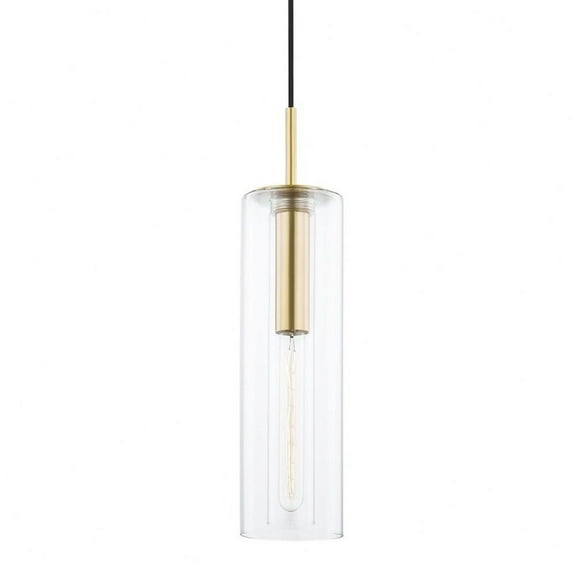 -1 Light Pendant in Modern Style-4.75 inches Wide By 18 inches High-Aged Brass Finish Bailey Street Home 735-Bel-4365986