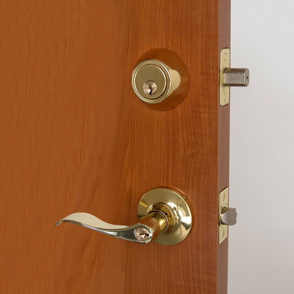 Design House Pro Deadbolt 2-Way Single Cylinder Deadbolt with Latch, Polished Brass