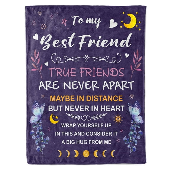 Funnil Best Friend Throw Blanket Bestie Blanket for Women,Birthday Gifts Friendship Blanket for Woman Friends, 50"x60",Purple