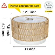 OUTON Boho Rattan Beige Lamp Shades for Floor Lamps, Easy Assembly Double Lampshades for Table Lamps & Bedside Lamps (1.65 Spider), 12.5 Top x12.5 Bottom x 7.5 High