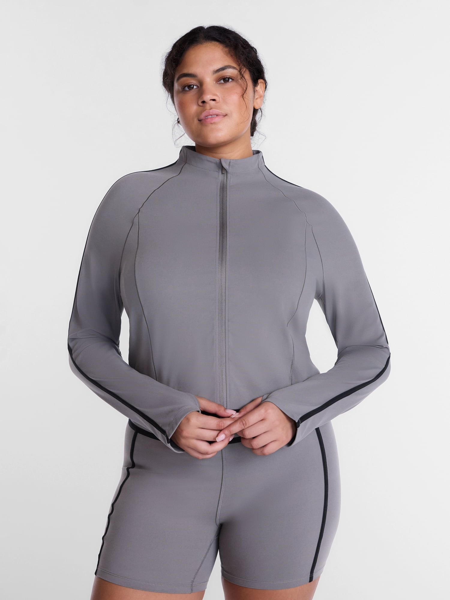 Avia Women's and Women's Plus SoftSculpt Tipped Cropped Active Jacket, Sizes XS-4X