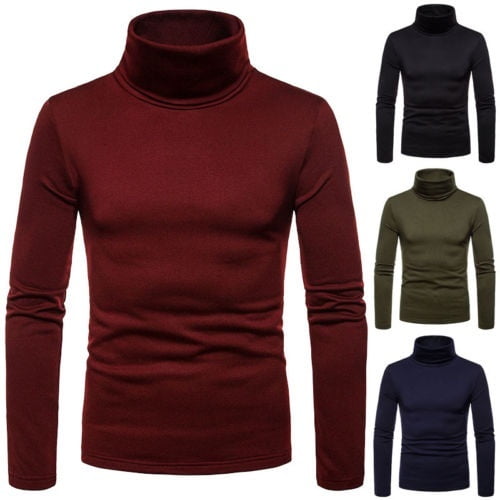 Mens Thermal Cotton Turtle Neck Skivvy Turtleneck Sweaters Stretch Shirt Tops
