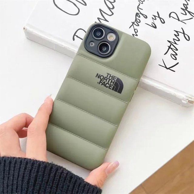 Lujo la cara norte 3D abajo chaqueta de la caja del teléfono para el iPhone 11 12 13 Pro Max a prueba de golpes de silicona suave cubierta de la caja de protección de la Cámara HEL4