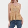 thumbnail image 2 of Feancey Sequin Halter Tops for Women Ruffle Hem Flowy Tunic Top Dressy Trendy Adjustable Spaghetti Strap Glitter Tank Tops Spring Sparkly Party Blouse Gold M, 2 of 8