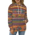 thumbnail image 3 of POBUDS Hoodie, Regular Fit Sporty Pullover Hooded Sweatshirt for Men Women Mexican BOHO Strips XL, 3 of 6