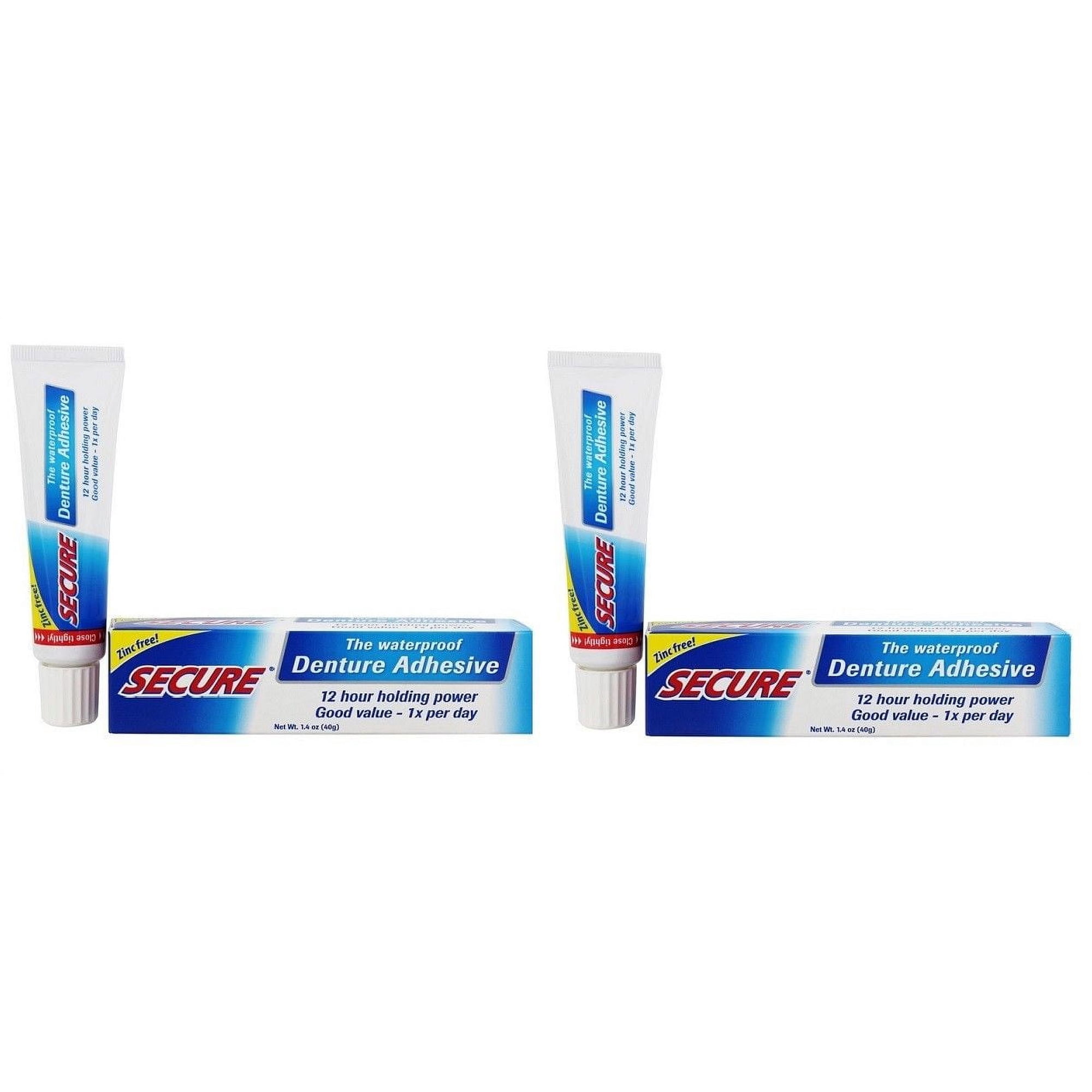 Secure Denture Waterproof Adhesive 1.40 oz-2 Pack