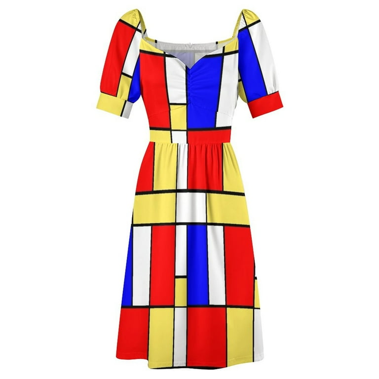 Mod 60s Mondrian Style Sleeveless Dress sexy dress women clothes - Main Image