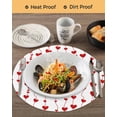thumbnail image 3 of 13 Inch Round Placemats Set of 4, Valentine's Day Non Slip Heat Insulation PP Table Mats, Sweet Love Heart Lines Romantic Red Washable Place Mats for Kitchen Dining Party Table Decor, 3 of 7