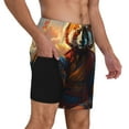 thumbnail image 2 of Honeii Prairie Meditating Raccoon Print Men's Swim Shorts,Mens Swim Trunks,Breathable Mesh Beach Shorts for Swimming,Surfing, and Beach Activities-Small, 2 of 6