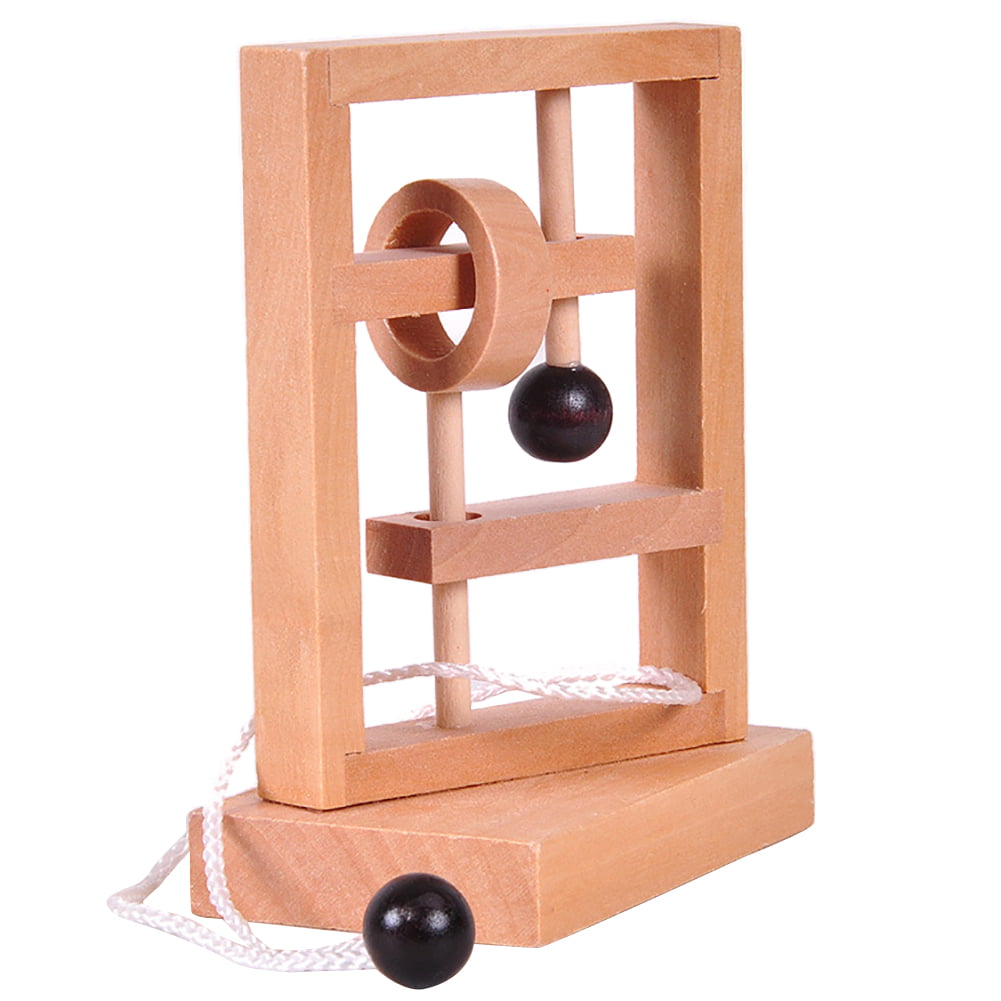 Wooden 3D Adult Four String Ring Puzzle Brain Teaser Rope Educational Toys JS 