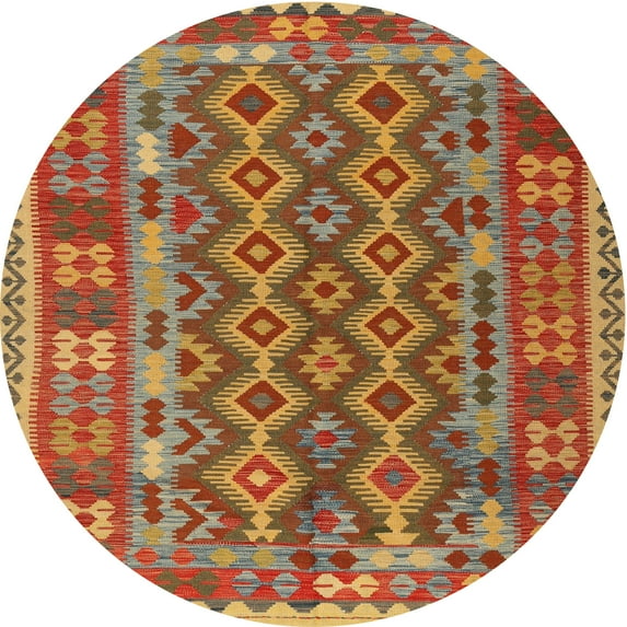 Ahgly Company Indoor Round Traditional Gold Persian Area Rugs, 4' Round