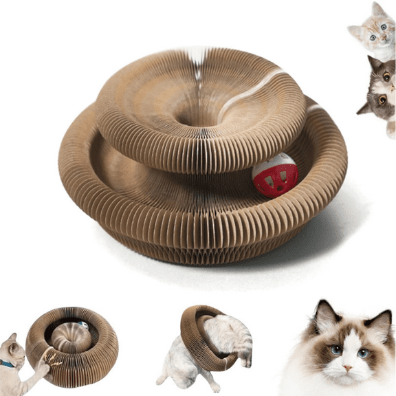 Kitty Kurlz Cat Toy, Kitty Curls Cat Toy, Magic Kitty Kurlz Cat Toy Marlene, Foldable Magic Organ Cat Scratching Board Toy, Round Interactive Accordion Cat Toy for Indoor Cats