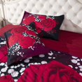 thumbnail image 3 of 3d Black and Red Roses Comforter Set Full Size for Couples Girls Wedding Bedding Lightweight Blanket Pillow Shams Women Home Decor, 3 of 4