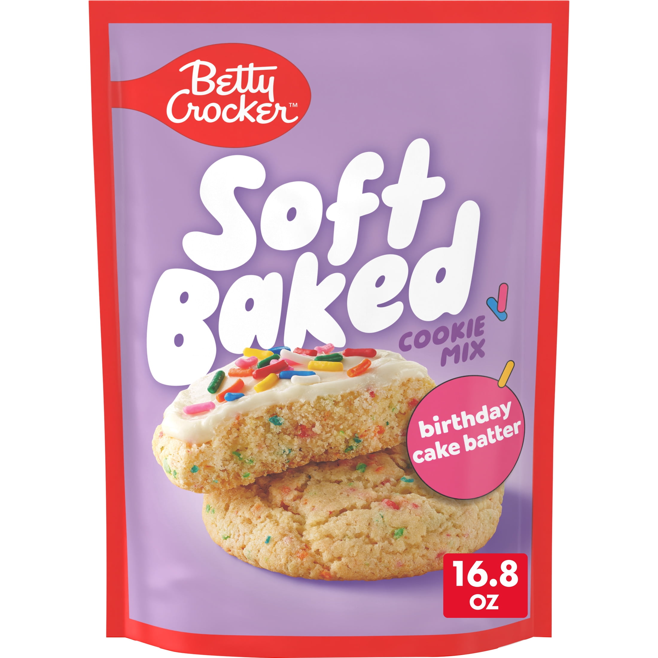 (7 pack) Betty Crocker Soft Baked Cookie Mix, Birthday Cake Batter Flavored, 16.8 oz