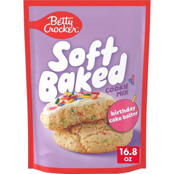 Betty Crocker Soft Baked Cookie Mix, Birthday Cake Batter Flavored, 16.8 oz