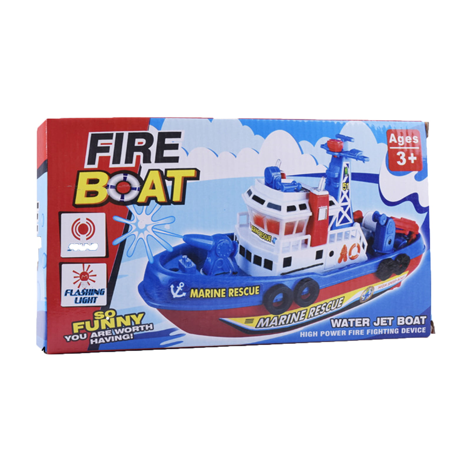 Blue Flashing Electric Fire Boat Baby Bath Toy LED Light Kids Gift Model New 