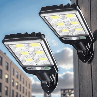 Qoosea 2 Pack Solar Street Lights Outdoor LED Motion Sensor Flood Light, Waterproof Solar Powered Security Lights Dusk to Dawn Wall Lamp for Yard, Garden, Patio, Gate, Path, Street
