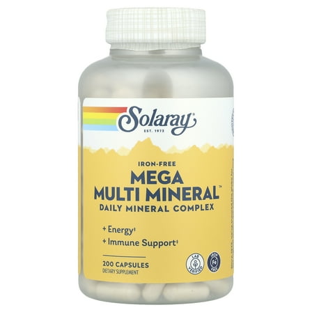 Mega Multi Mineral Iron-Free By Solaray - 200 Capsules Multivitamin