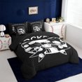 thumbnail image 2 of Erosebridal Ice Hockey Games Kids 7pcs Bedding Comforter Set,Cute Coquette Bow Queen Bedding Sets For Girls,Reversible black, 2 of 7