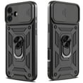 thumbnail image 3 of Elegant Choise Case with Screen Protectors for iPhone 16 Pro Max/16 Pro/16 Plus/16 Heavy Phone Cover with Ring Stand and Slide Camera Lens, Black, 3 of 14