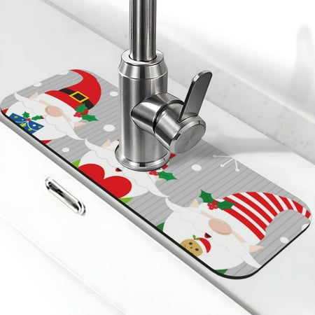 

Xecao Merry Christmas Gnome1 for Kitchen Sink Splash Guard Faucet Mat Faucet Guard & Draining mat (15 X 5.5 )