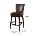 thumbnail image 5 of Noble House Tiffany Espresso Bonded Leather Swivel Bar Stool, 5 of 6
