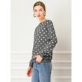 thumbnail image 4 of Allegra K Jersey De Punto De Lunares De Manga Larga Con Cuello Redondo Elástico De Invierno Oto?o Para Mujer Gris XS, 4 of 6