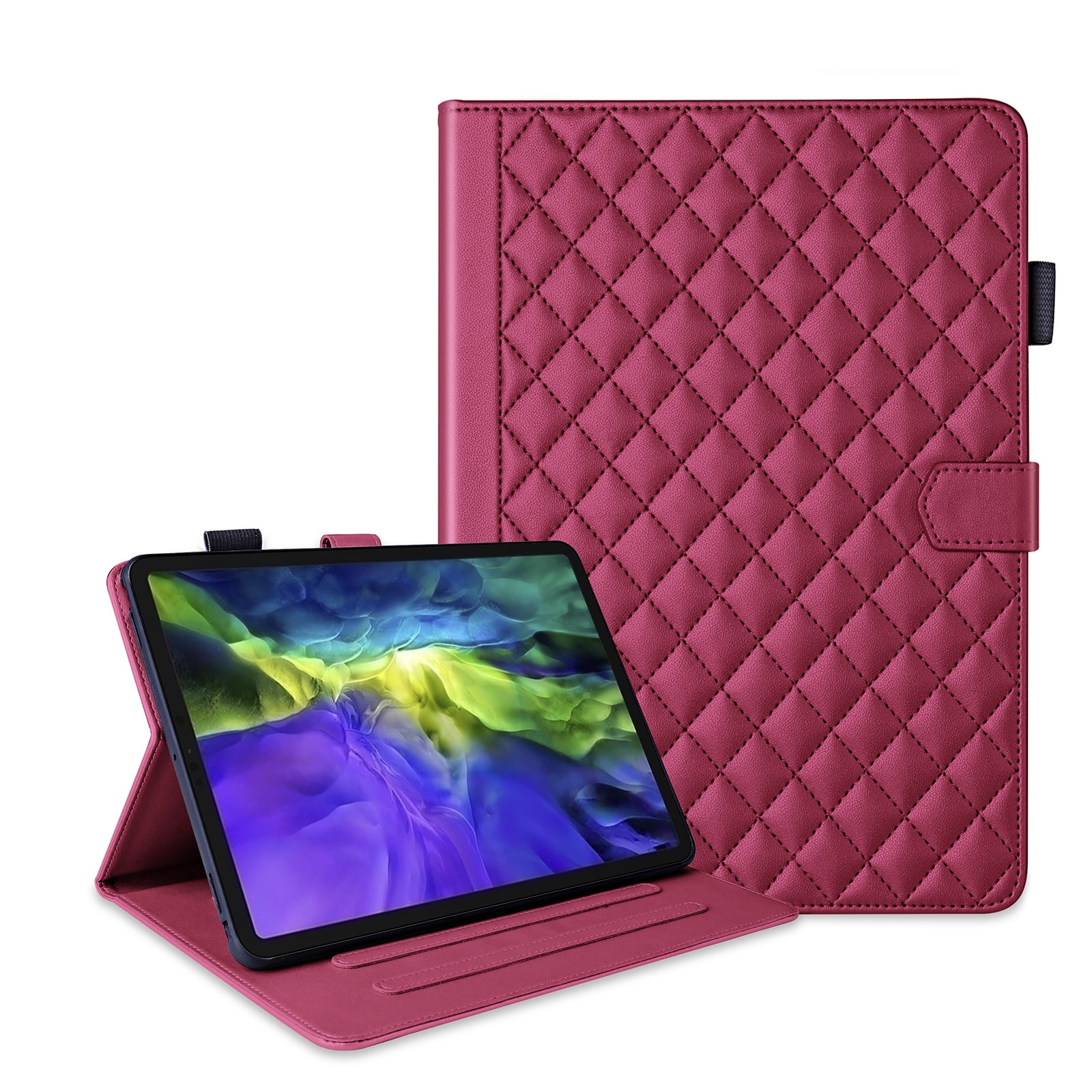 ChicShell Case for iPad Air 11-inch (2024), iPad Air 5th/4th Gen, iPad Pro 11 (4th/3rd/2nd/1st Gen), Multi-Angle View, PU Leather Auto Sleep/Wake Case with Pencil Holder, Red