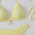thumbnail image 4 of uvwlwu Women Ribbed Triangle Halter Bikini Top with Tassel Charm Two Piece Swimsuit,S, 4 of 6