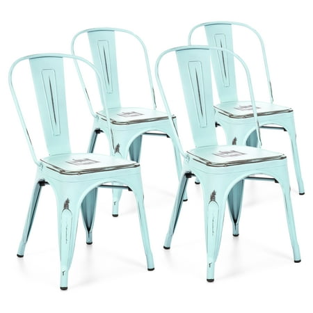 Best Choice Products Metal Industrial Distressed Bistro Chairs for Home, Dining Room, Cafe, Restaurant Set of 4, (Best Paint For Kitchen Chairs)