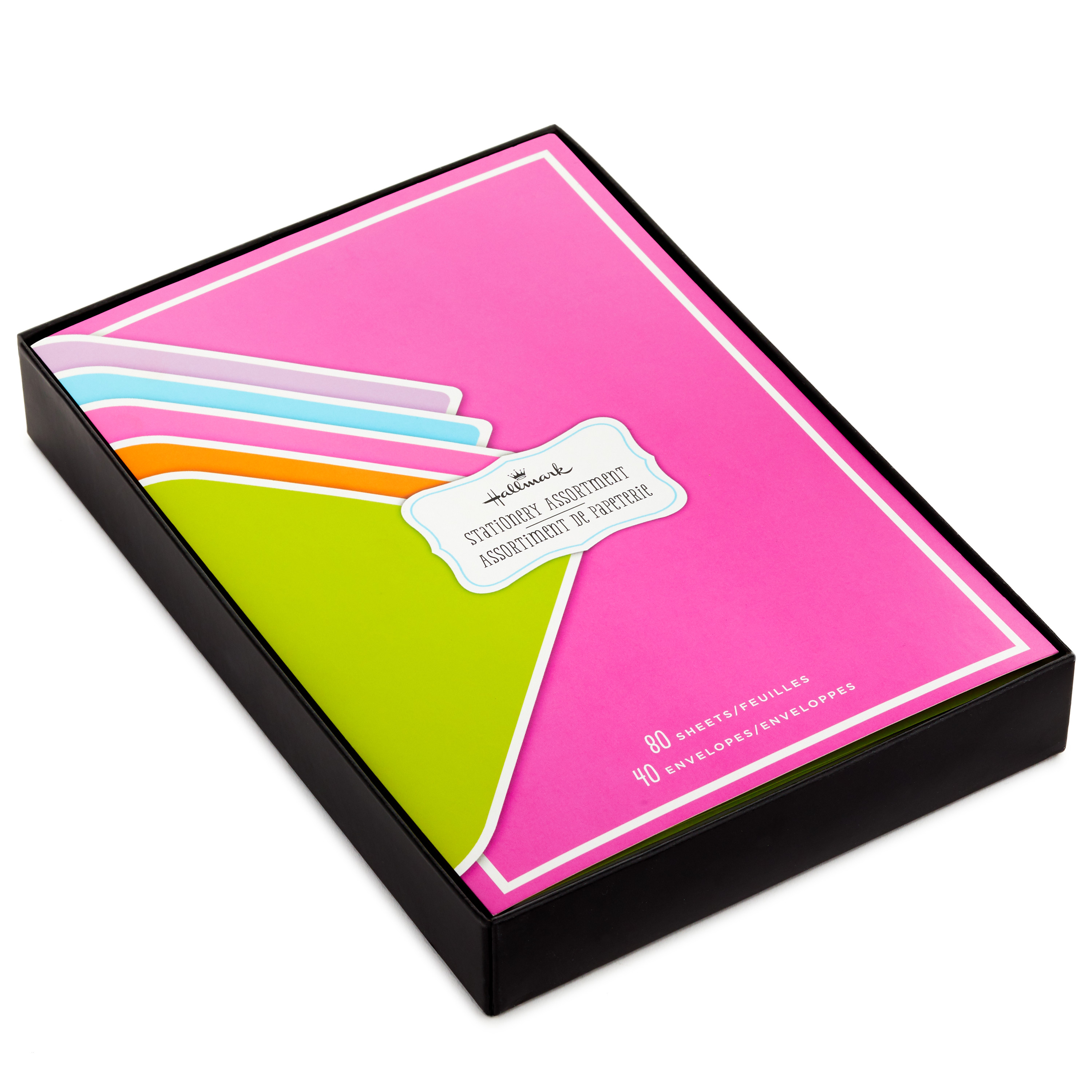 Hallmark Stationery Assorted Bright Colors Envelopes with 80 Sheets, Assorted Colors, 40 Count