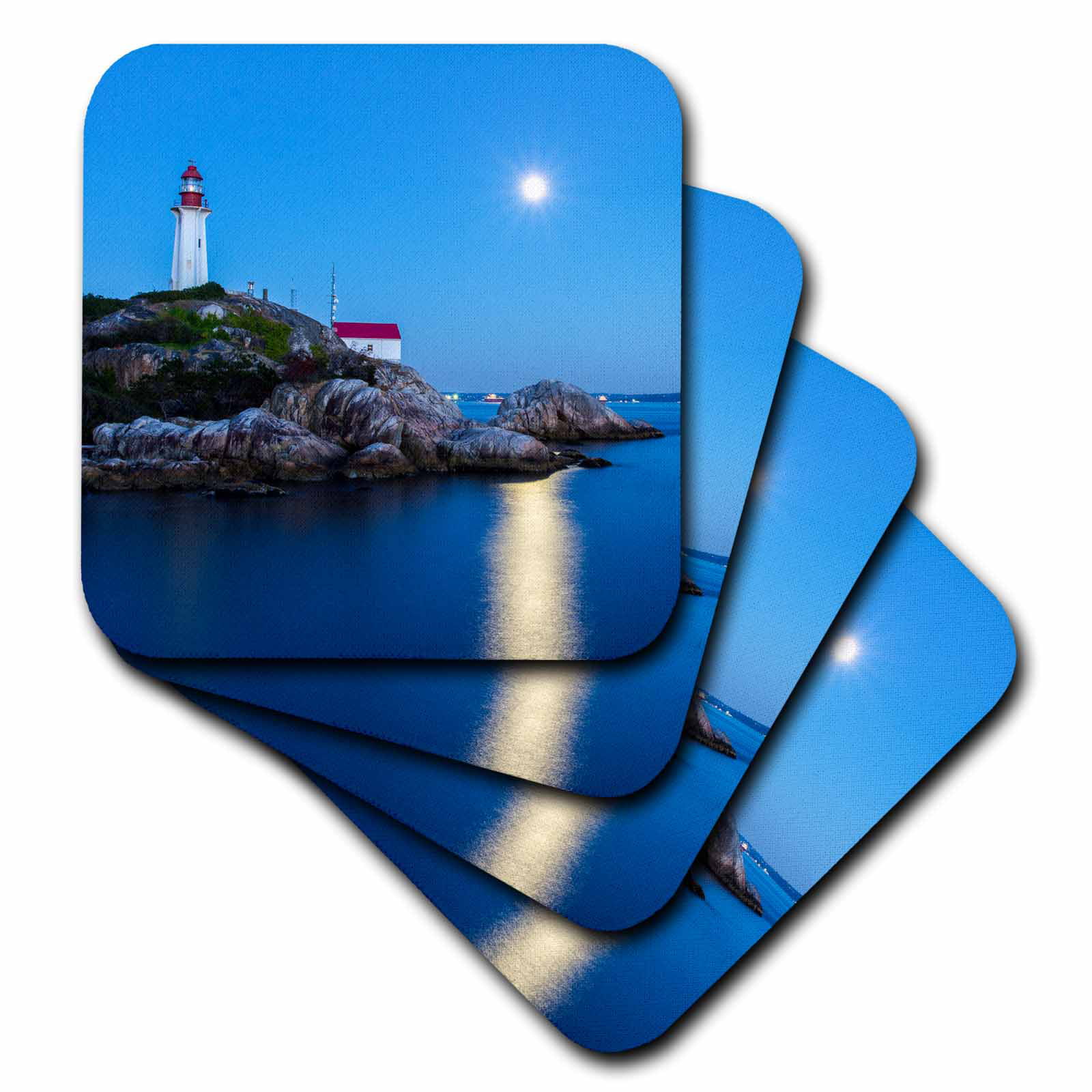 Set of 8 Soft Coasters Set-of-8-Soft Lake Clear 3dRose Point Betsie Lighthouse Michigan Frankfort