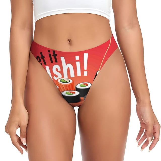 Fotbe Sushi Tanga Sin Costuras para Mujer con Estampado – Panties Invisibles, Transpirables y Cómodos para Uso Diario-Small